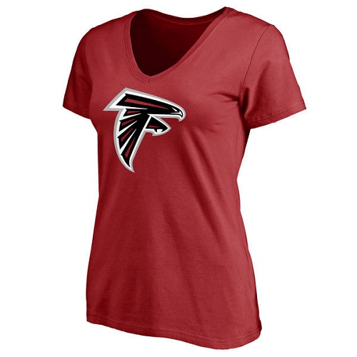 NFL Women's Atlanta Falcons Red Primary Team Logo Slim Fit T-Shirt